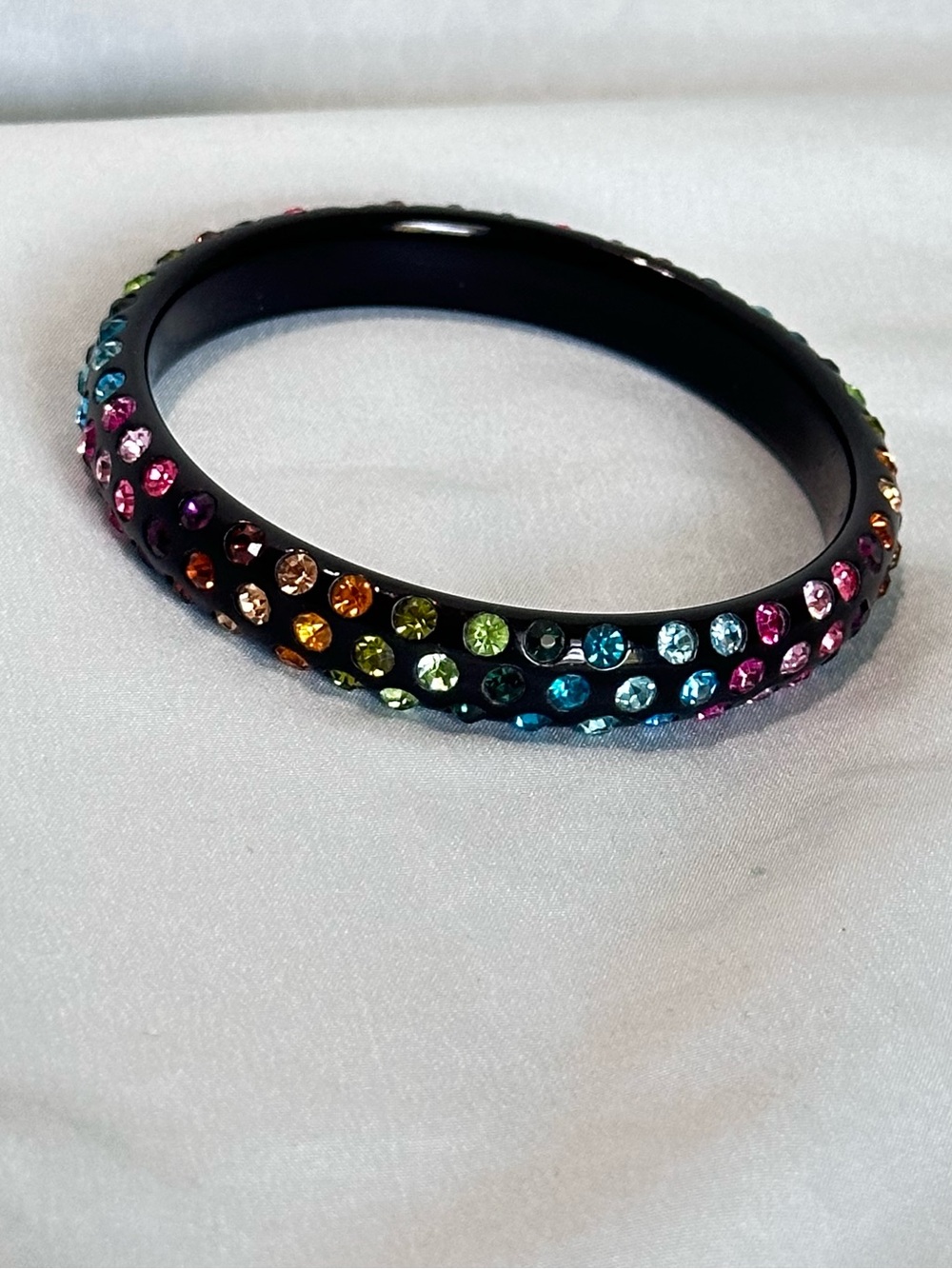 Black Multi-Color Crystal Bangle Bracelet